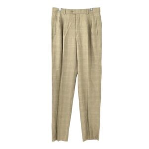 New Bachrach Italy Mens 34 Plaid 100% Wool Dress Pants Slacks Unhemmed